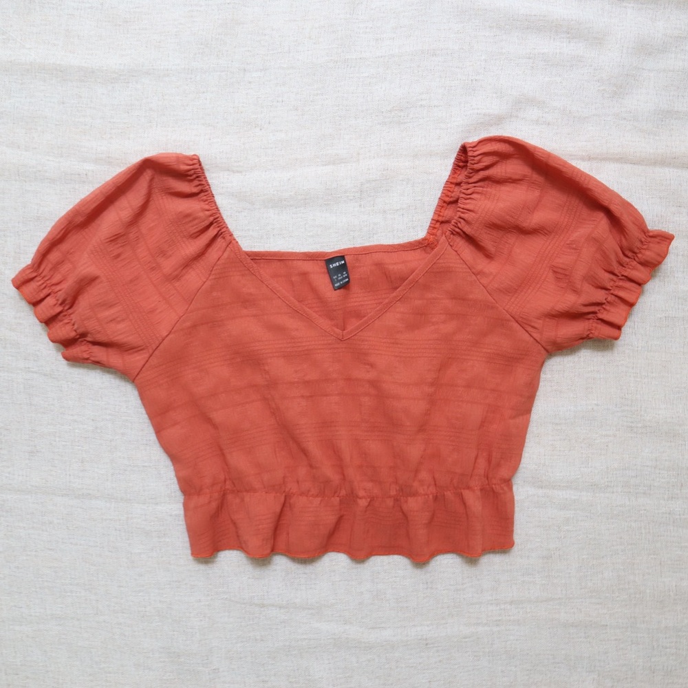 Shein V neck Peplum Crop Top